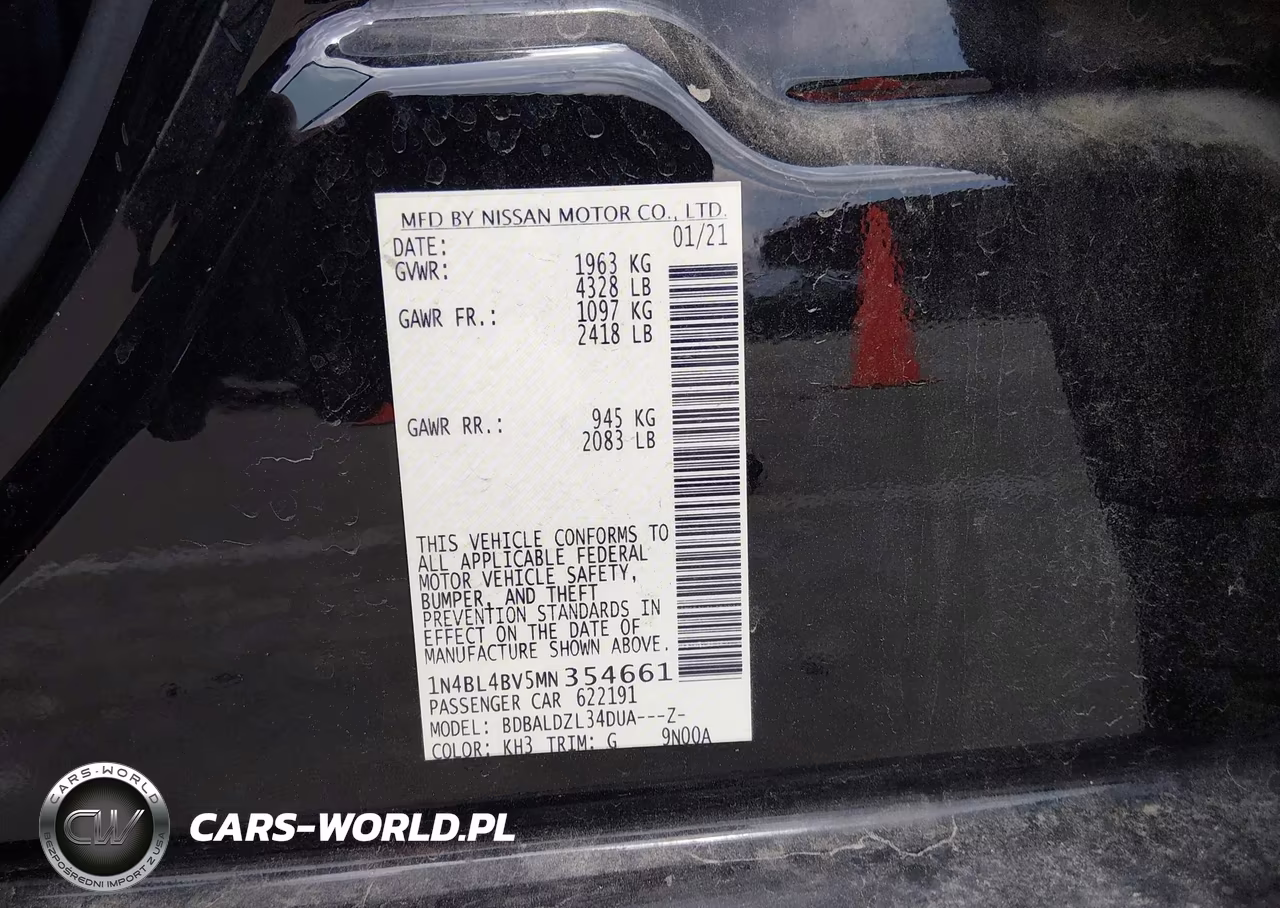 2021 Nissan Altima S Fwd VIN:1N4BL4BV5MN354661 - 9