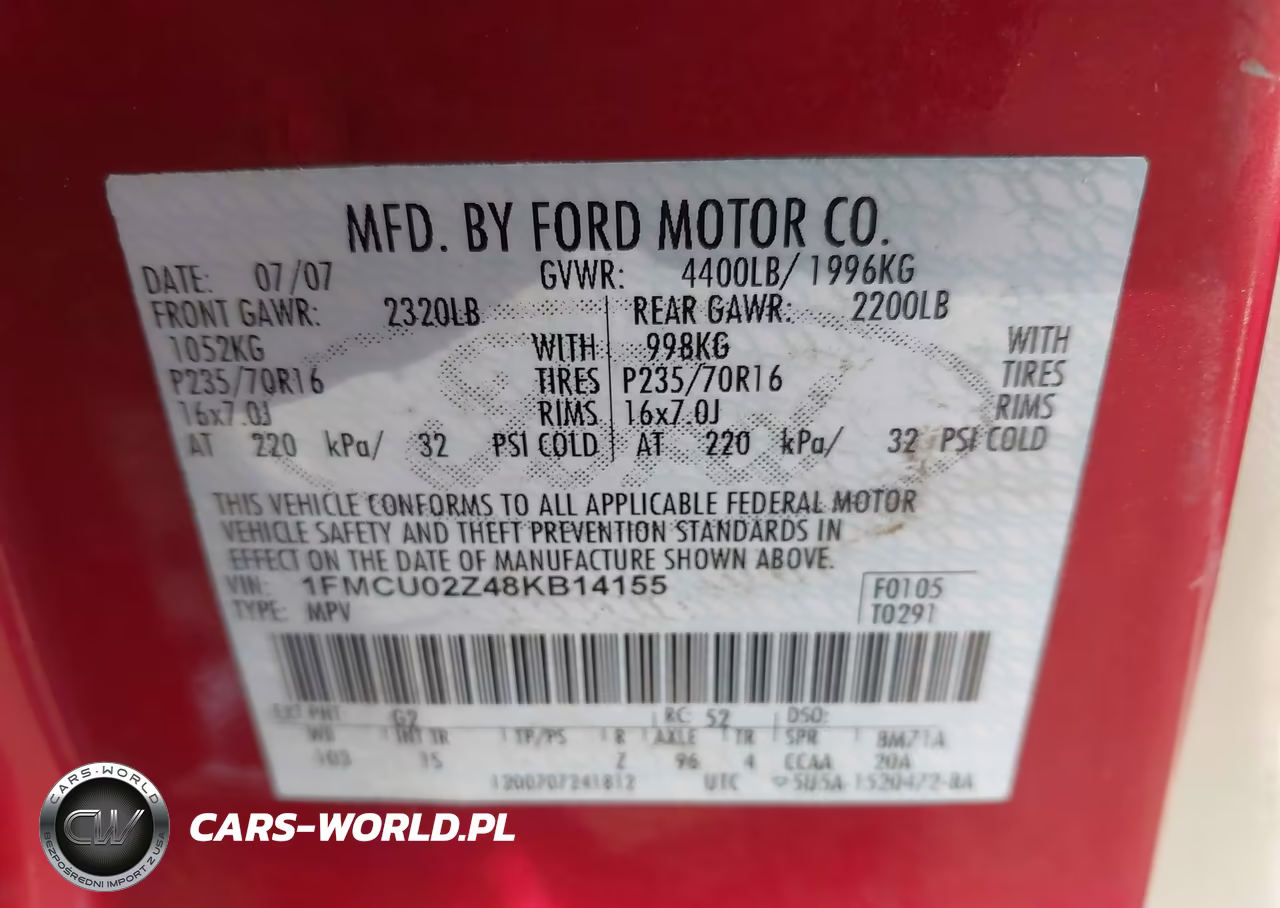2008 Ford Escape Xls-Xls Manual VIN:1FMCU02Z48KB14155 - 9