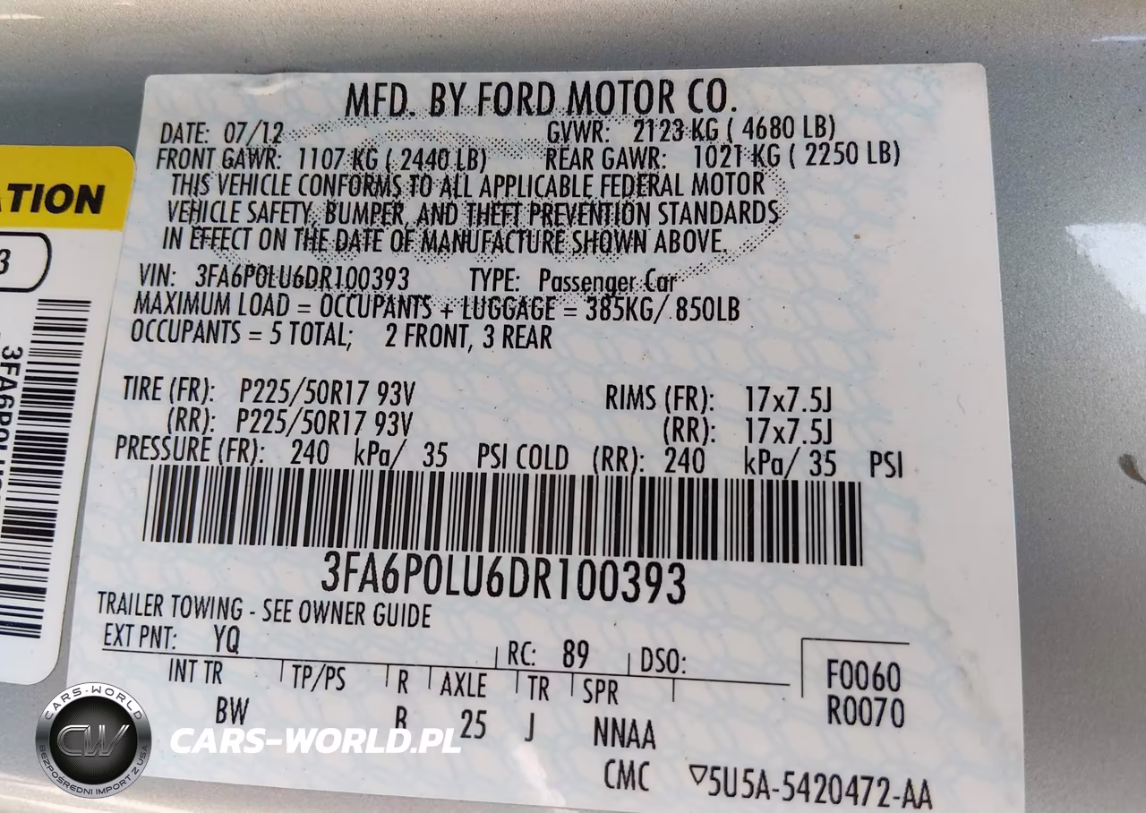 2013 Ford Fusion Hybrid Se VIN:3FA6P0LU6DR100393 - 9