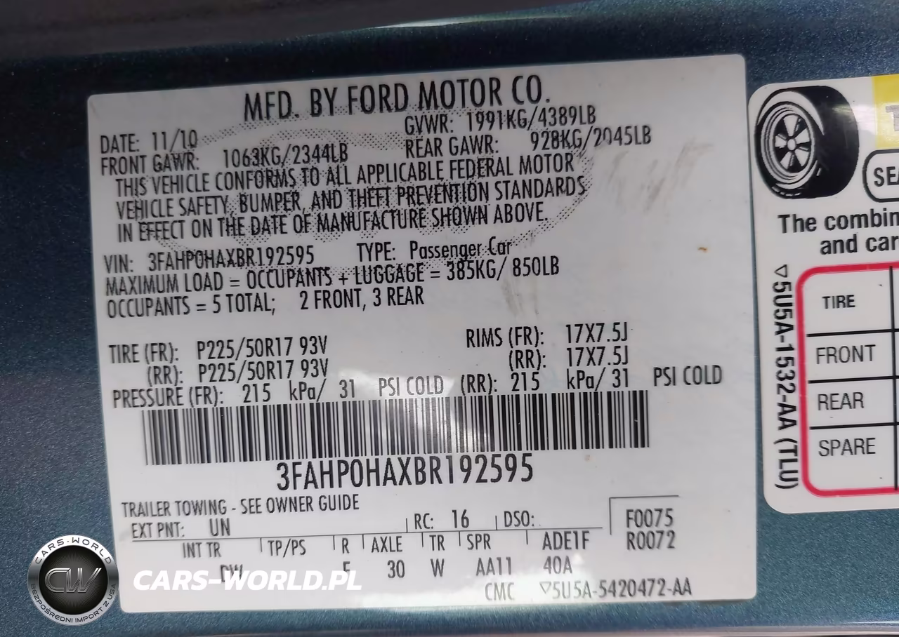 2011 Ford Fusion Se VIN:3FAHP0HAXBR192595 - 9