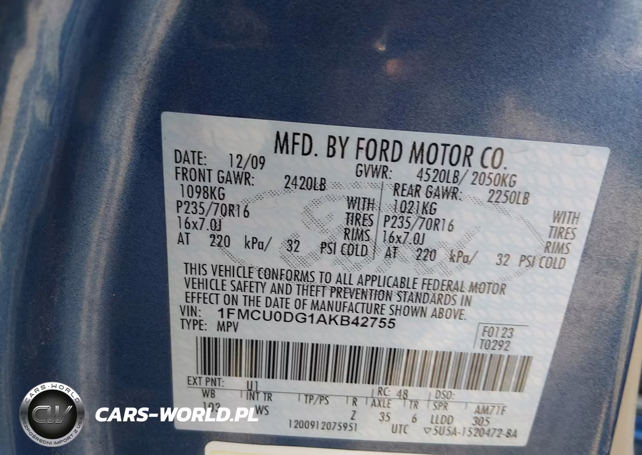 2010 Ford Escape Xlt VIN:1FMCU0DG1AKB42755 - 9