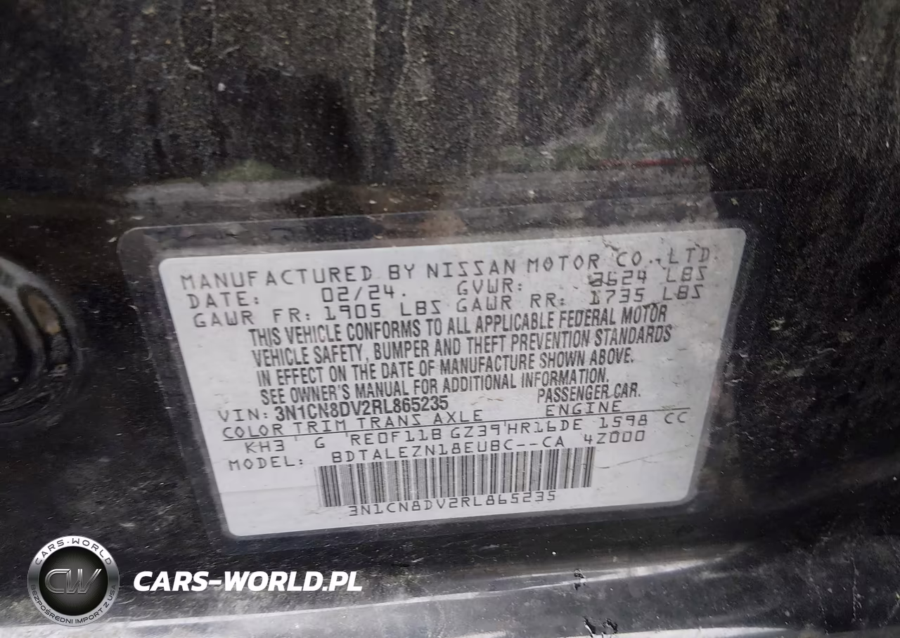 2024 Nissan Versa 1.6 S VIN:3N1CN8DV2RL865235 - 9