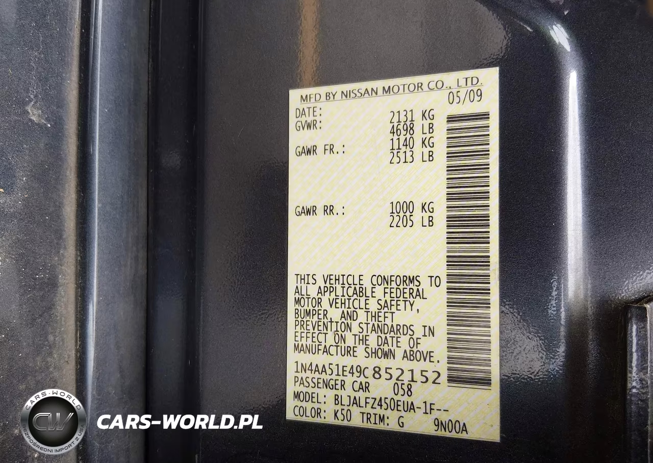 2009 Nissan Maxima 3.5 Sv VIN:1N4AA51E49C852152 - 9