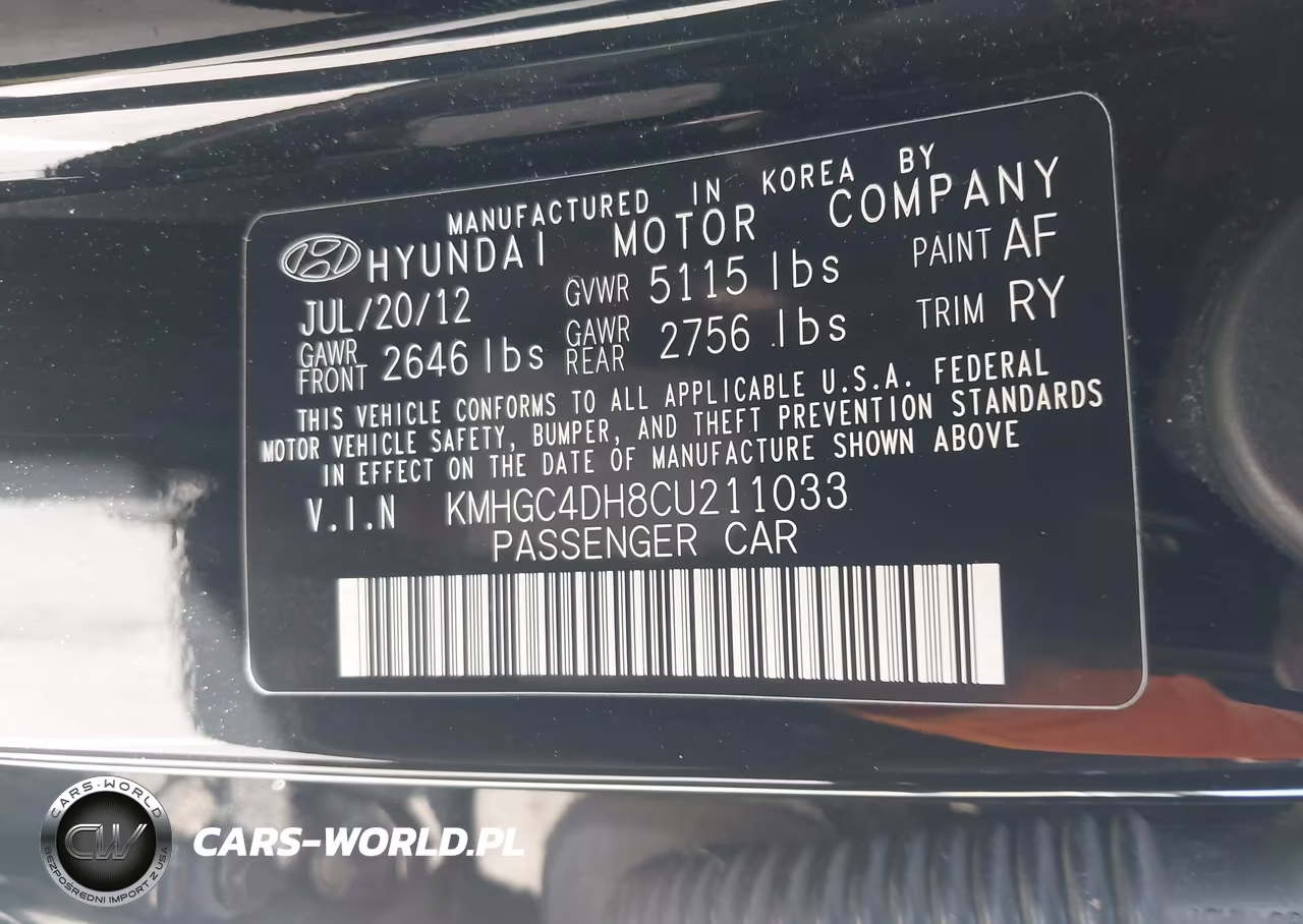 2012 Hyundai Genesis 5.0 VIN:KMHGC4DH8CU211033 - 9