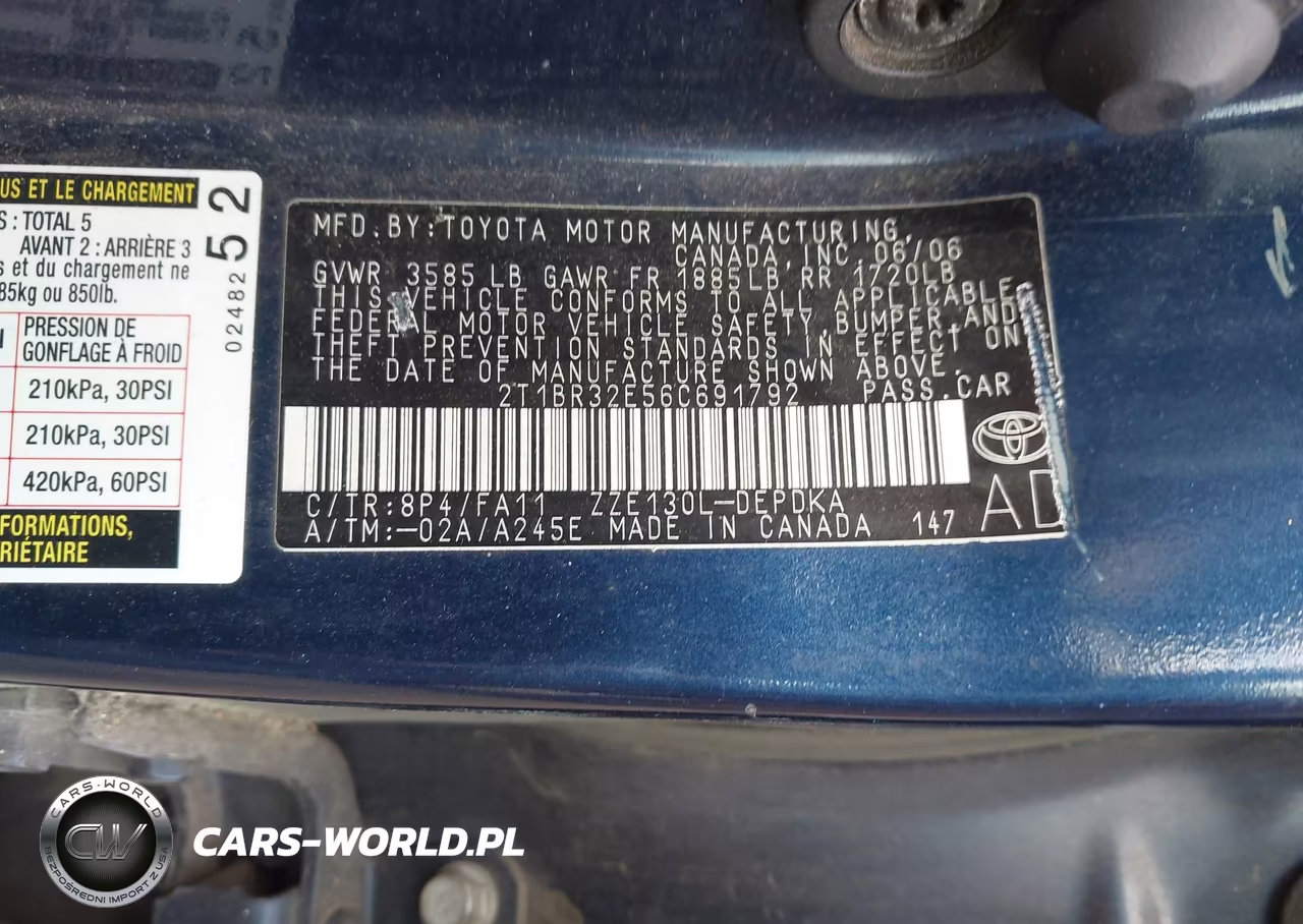 2006 Toyota Corolla Ce VIN:2T1BR32E56C691792 - 9
