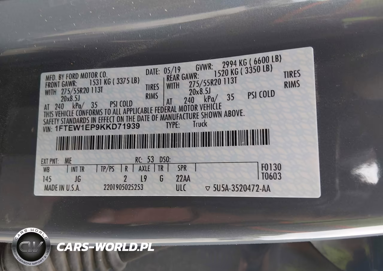 2019 Ford F-150 Xl VIN:1FTEW1EP9KKD71939 - 9