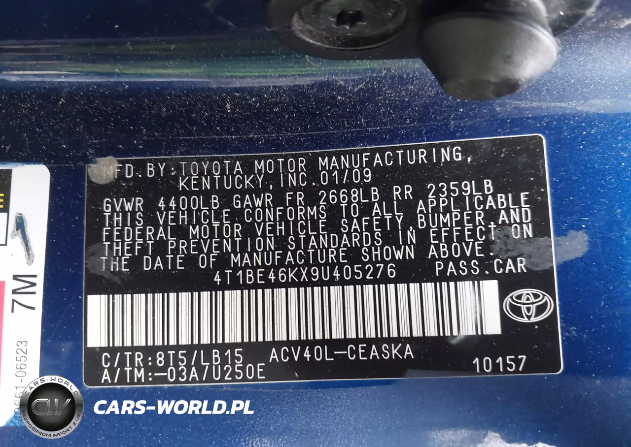 2009 Toyota Camry Se VIN:4T1BE46KX9U405276 - 9