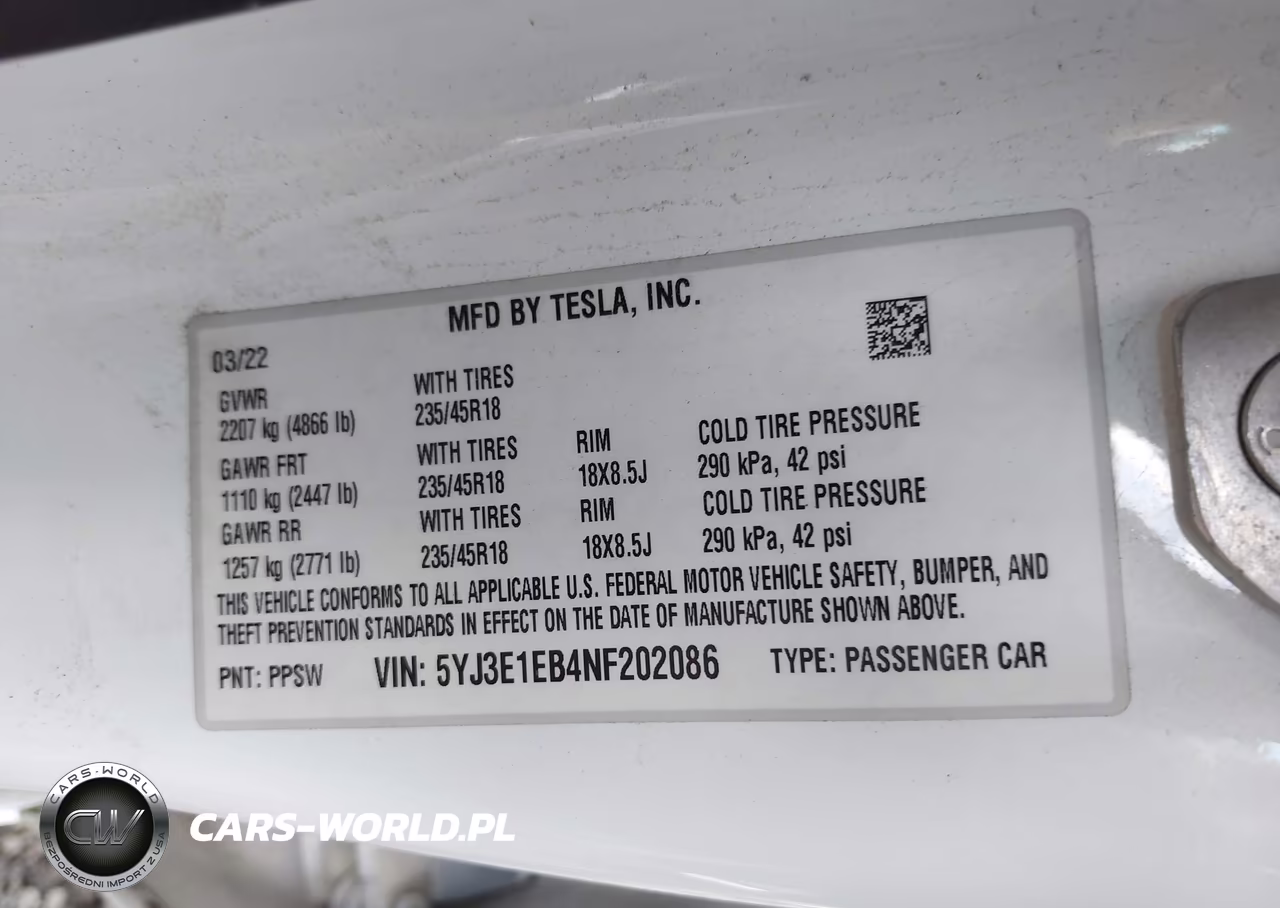 2022 Tesla Model 3 Long Range Dual Motor All-Wheel Drive VIN:5YJ3E1EB4NF202086 - 9