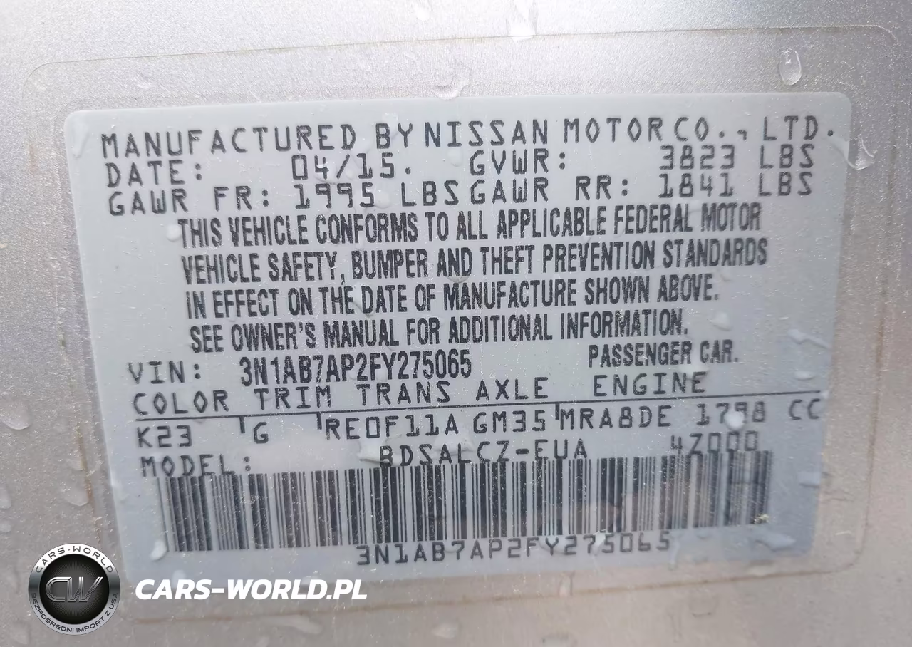 2015 Nissan Sentra S VIN:3N1AB7AP2FY275065 - 9