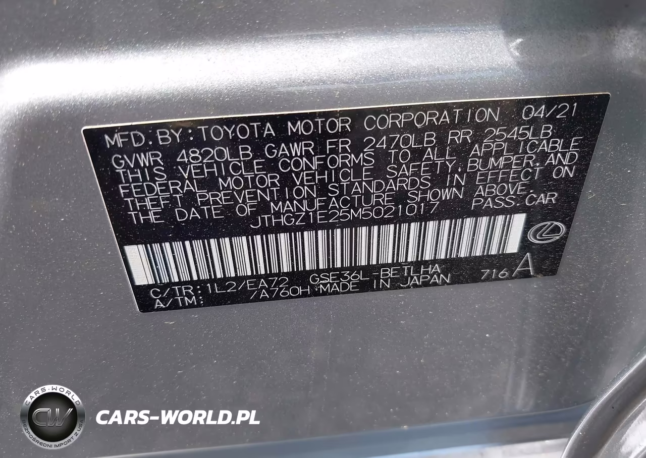2021 Lexus Is 350 F Sport VIN:JTHGZ1E25M5021017 - 9