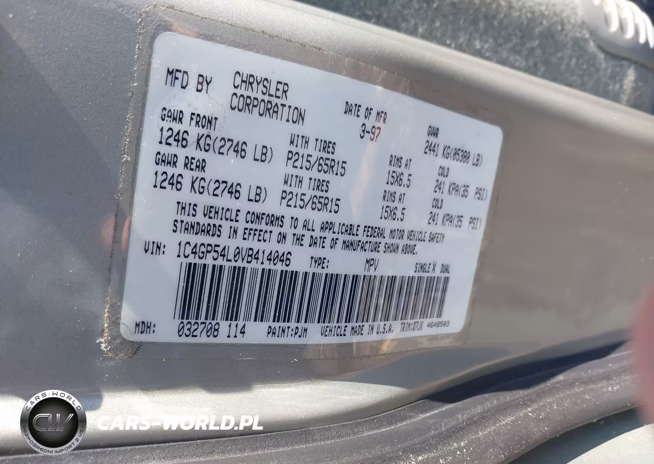 1997 Chrysler Town & Country Lx VIN:1C4GP54L0VB414046 - 9