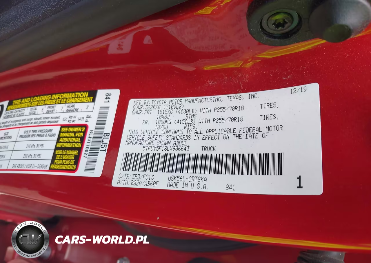 2020 Toyota Tundra Sr5 VIN:5TFUY5F18LX906643 - 9