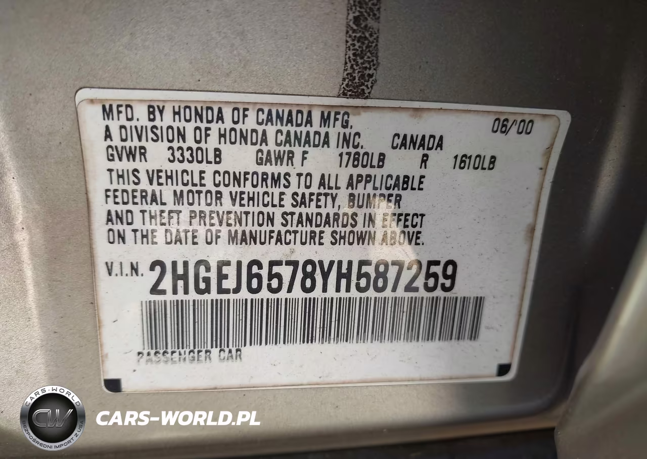 2000 Honda Civic Lx VIN:2HGEJ6578YH587259 - 9