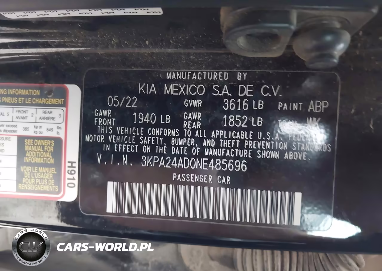 2022 Kia Rio Lx VIN:3KPA24AD0NE485696 - 9