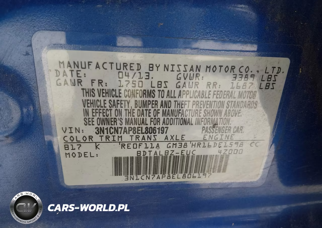 2014 Nissan Versa 1.6 Sv VIN:3N1CN7AP8EL806197 - 9