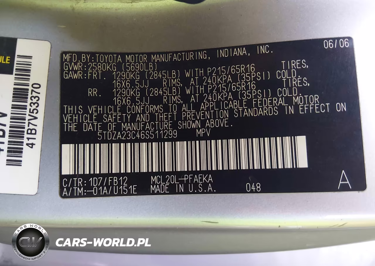 2006 Toyota Sienna Ce VIN:5TDZA23C46S511299 - 9