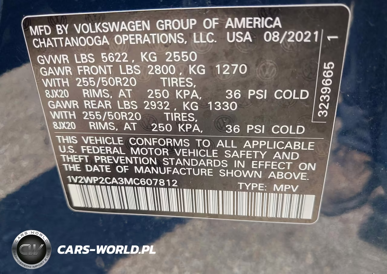 2021 Volkswagen Atlas 2.0T Se W-Technology VIN:1V2WP2CA3MC607812 - 9