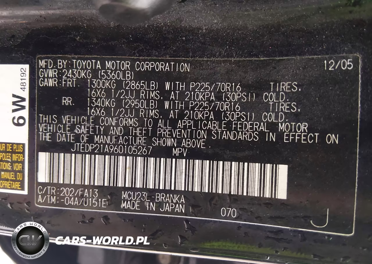 2006 Toyota Highlander V6 VIN:JTEDP21A960105267 - 9