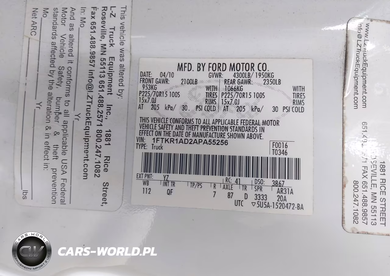 2010 Ford Ranger Xl-Xlt VIN:1FTKR1AD2APA55256 - 9