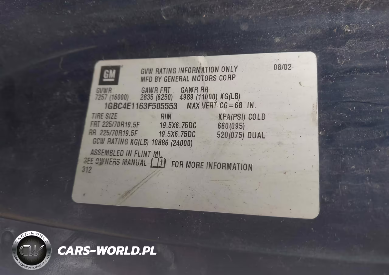 2003 Chevrolet Cc4500 VIN:1GBC4E1163F505553 - 8