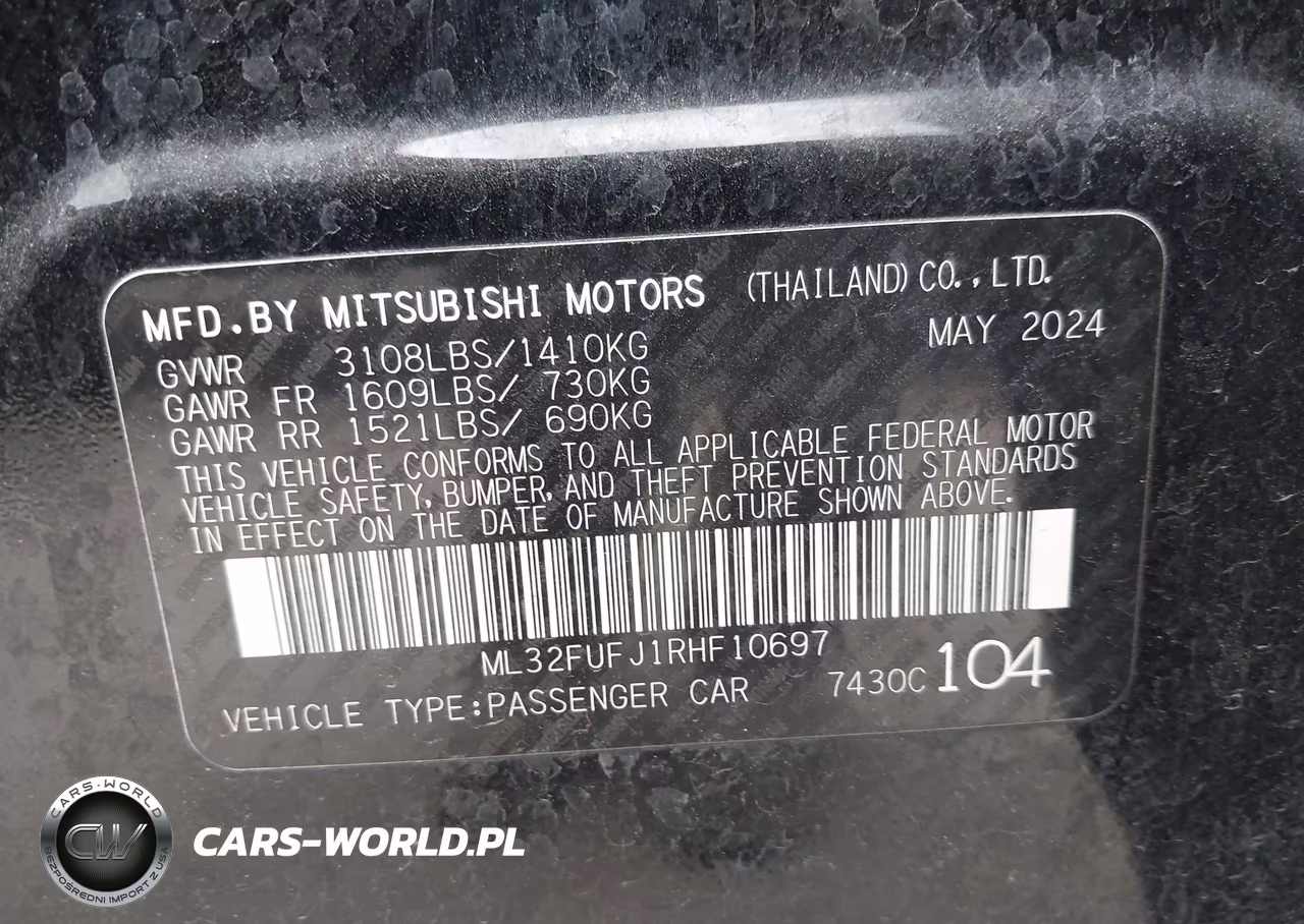 2024 Mitsubishi Mirage G4 Es VIN:ML32FUFJ1RHF10697 - 9