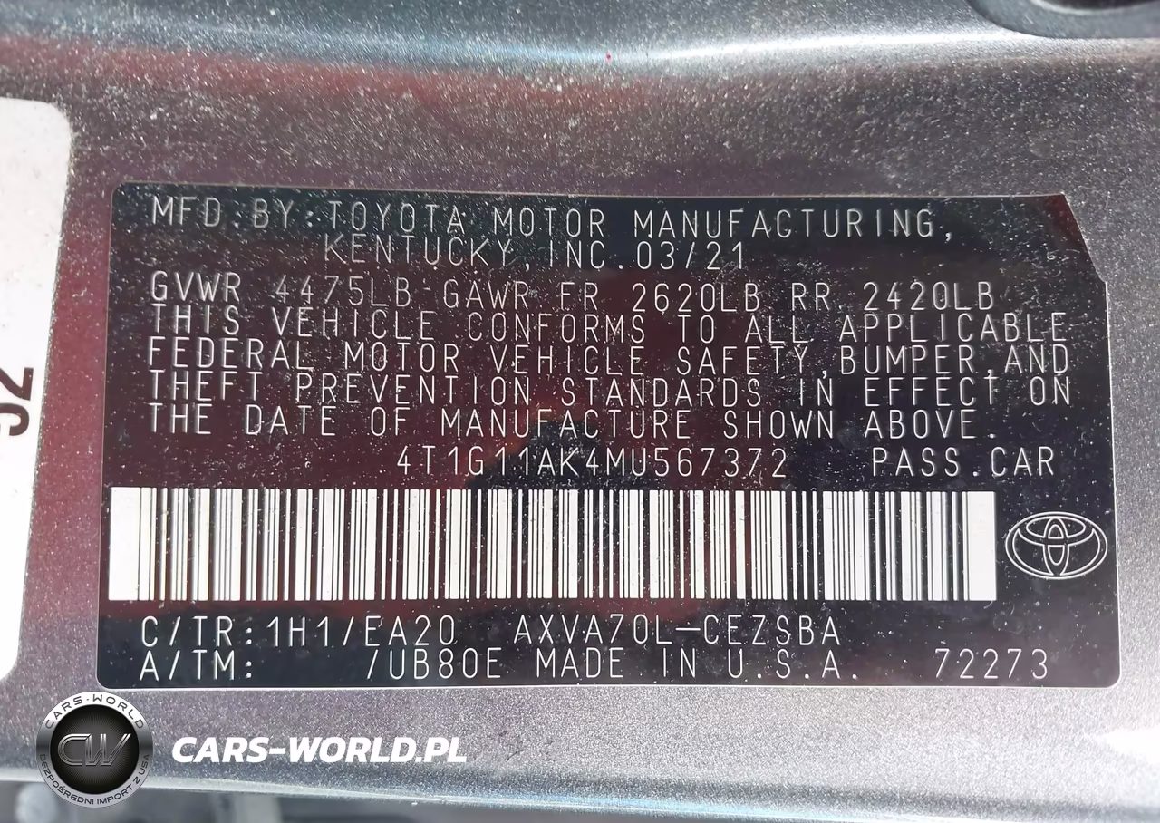 2021 Toyota Camry Se VIN:4T1G11AK4MU567372 - 9