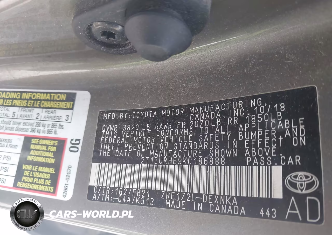 2019 Toyota Corolla Le VIN:2T1BURHE9KC186888 - 9