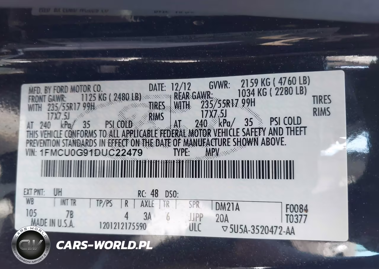 2013 Ford Escape Se VIN:1FMCU0G91DUC22479 - 9