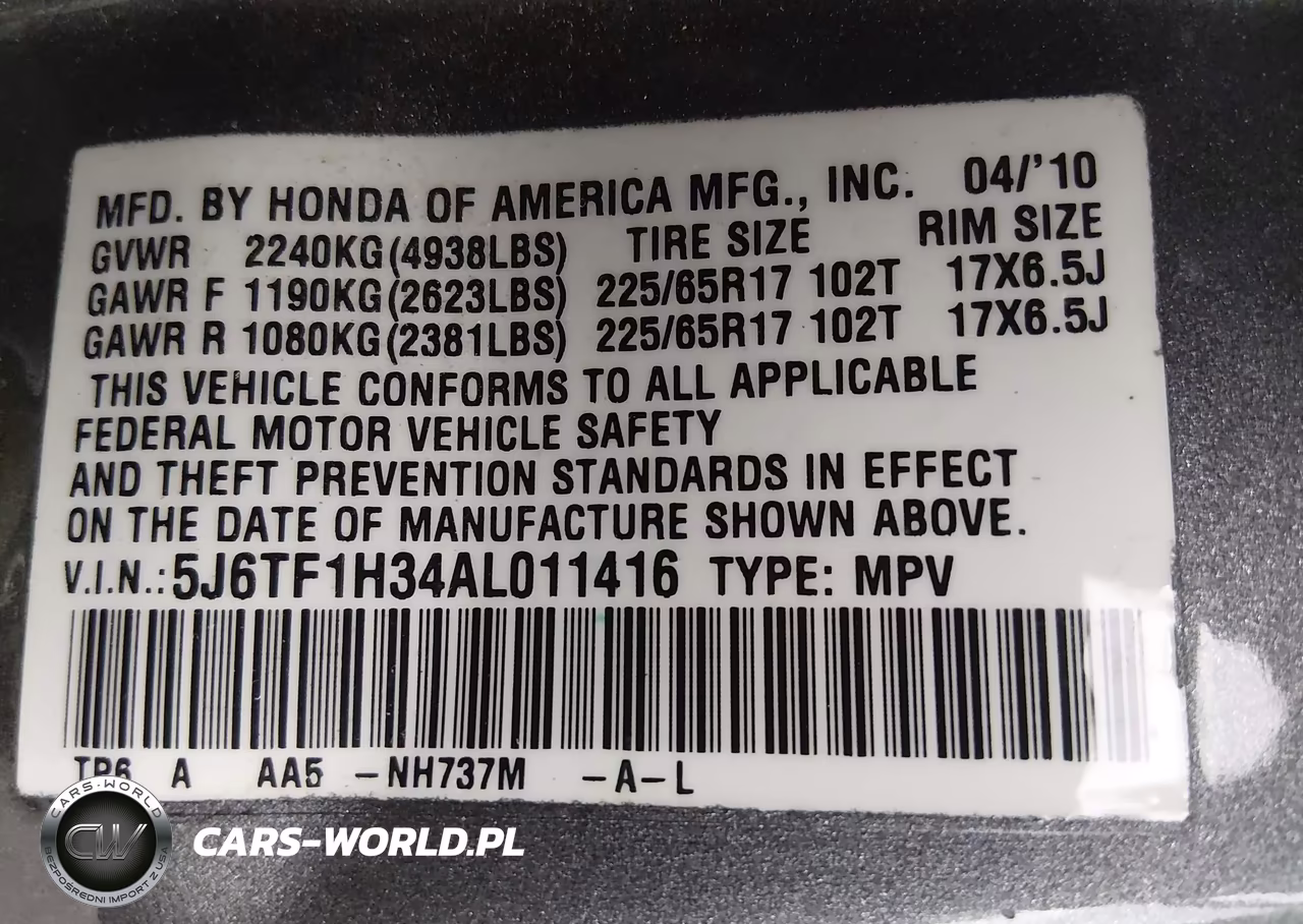 2010 Honda Accord Crosstour Ex VIN:5J6TF1H34AL011416 - 9