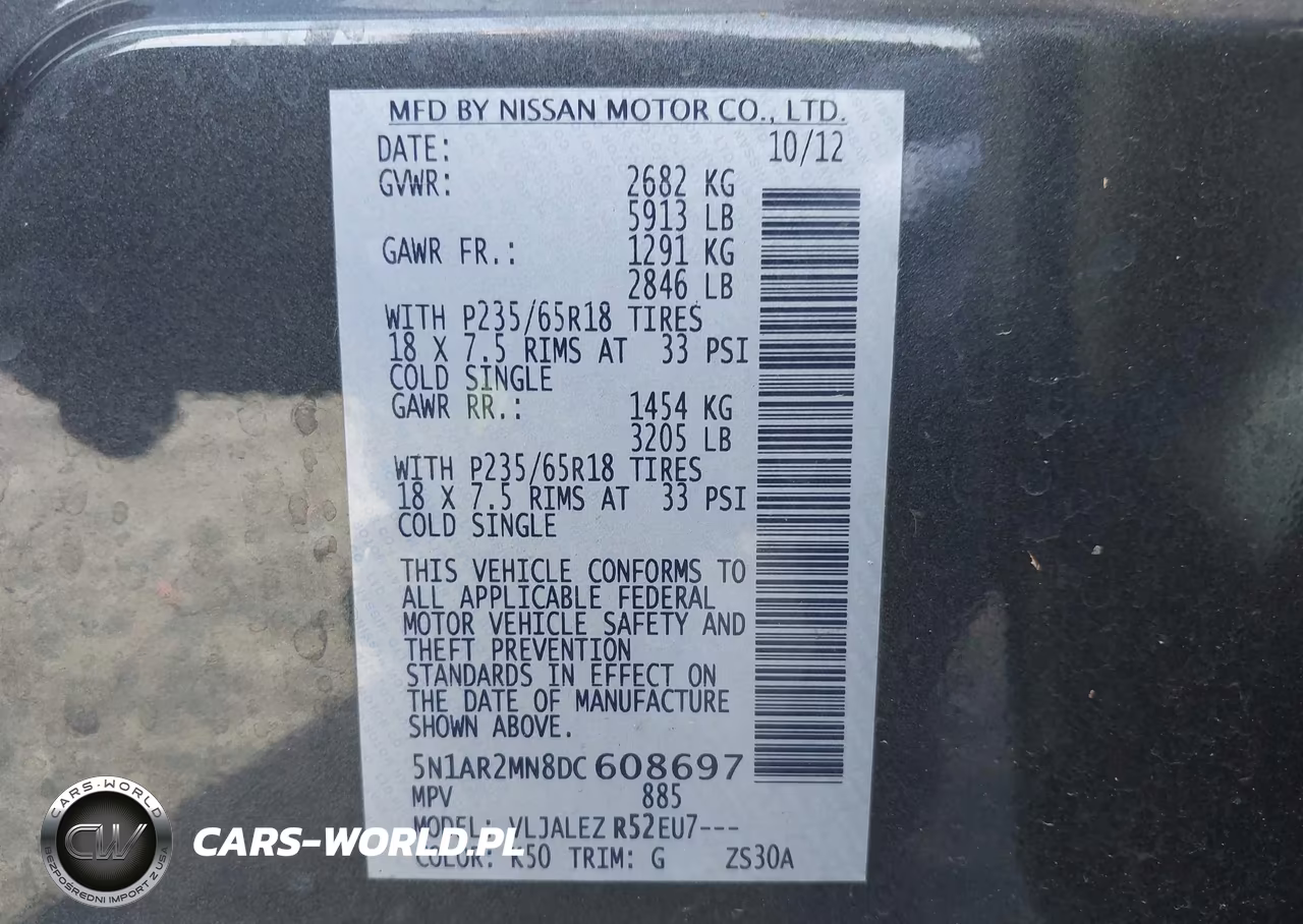 2013 Nissan Pathfinder Sv VIN:5N1AR2MN8DC608697 - 9