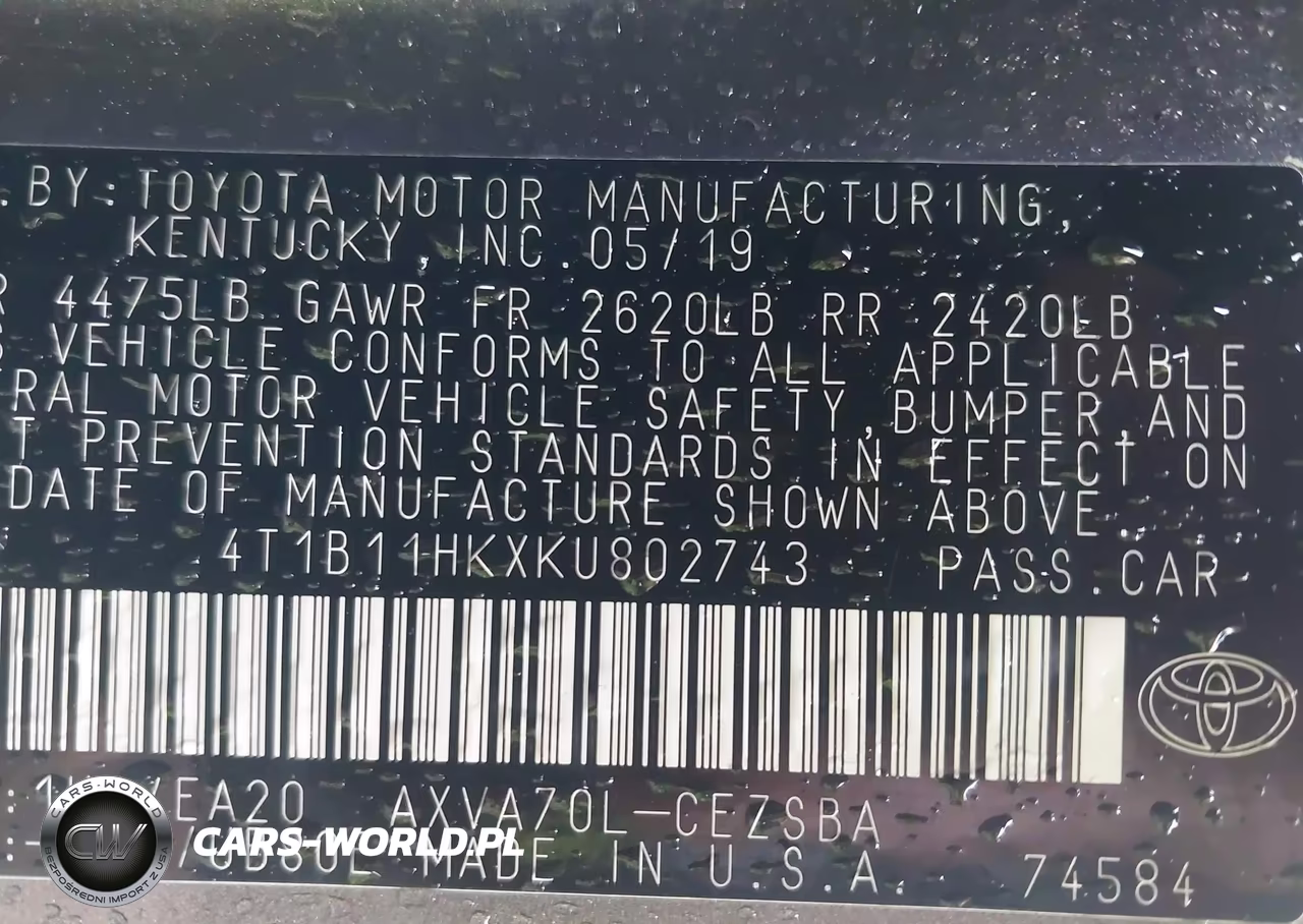 2019 Toyota Camry Se VIN:4T1B11HKXKU802743 - 9
