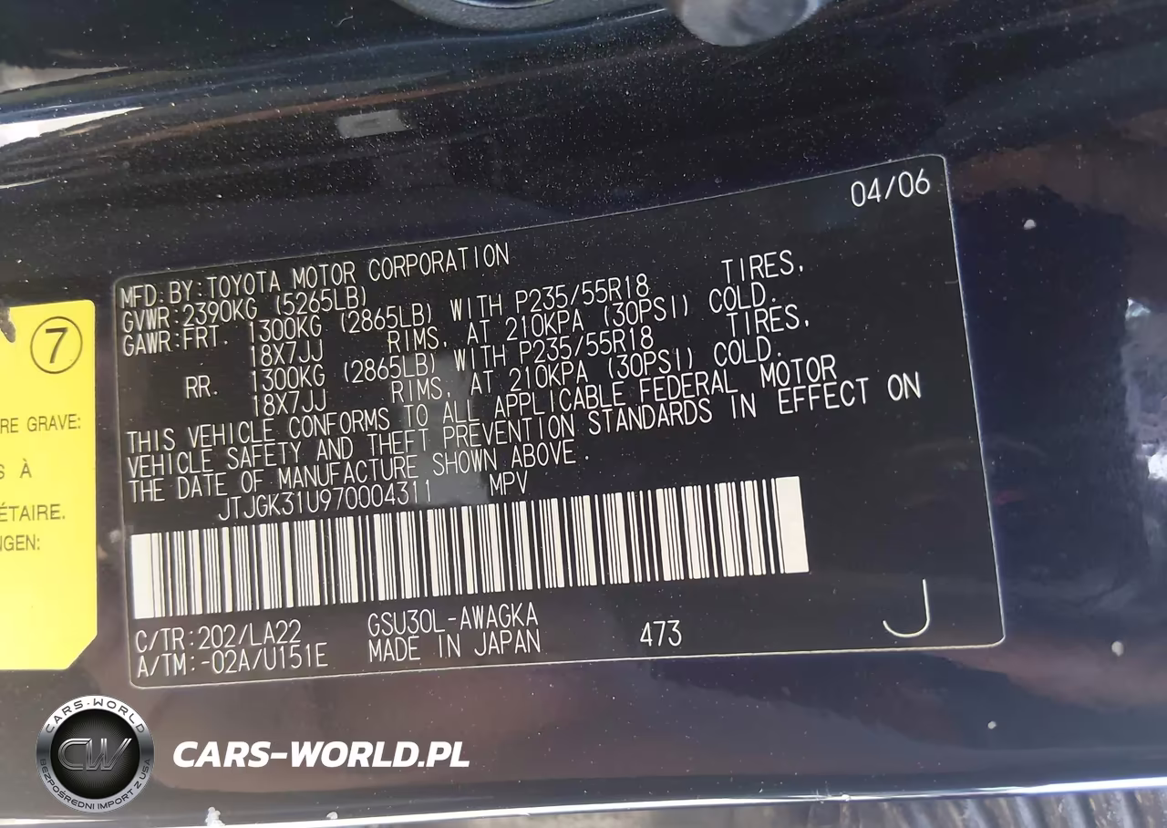 2007 Lexus Rx 350 VIN:JTJGK31U970004311 - 9