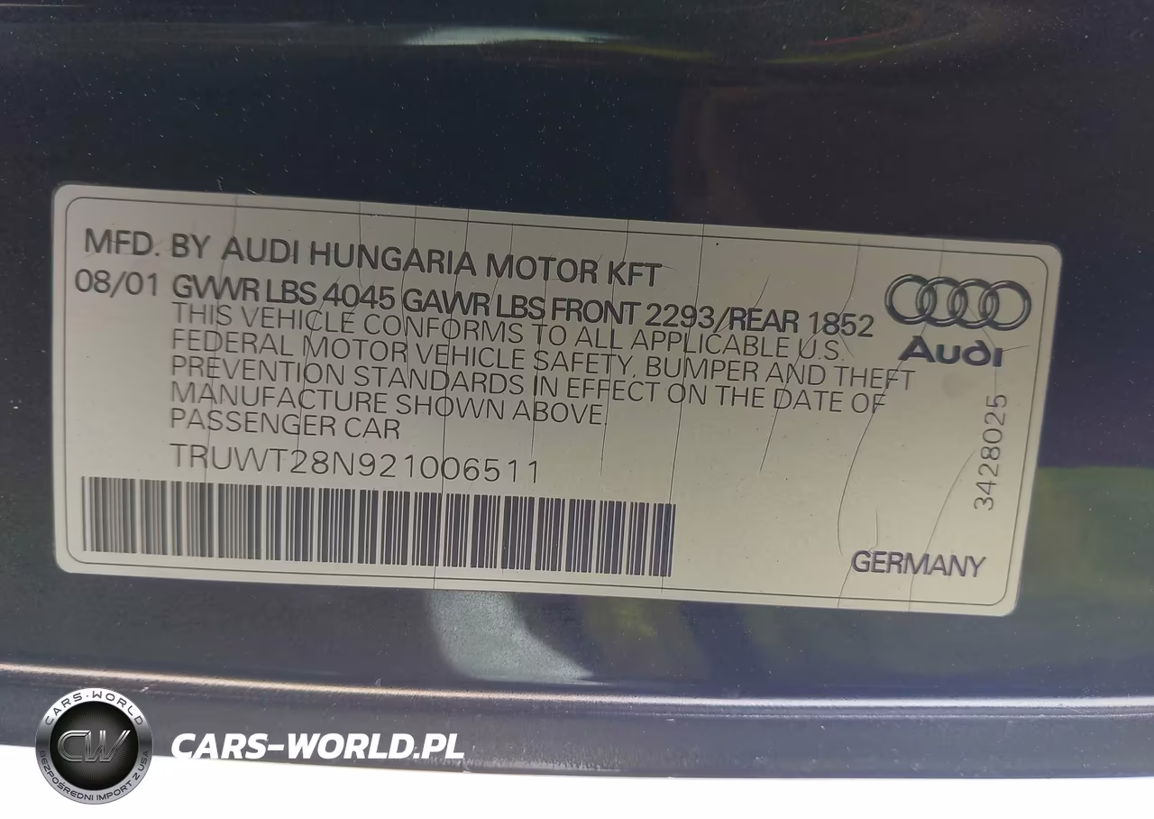 2002 Audi Tt 1.8L-Alms Commemorative Edition VIN:TRUWT28N921006511 - 9