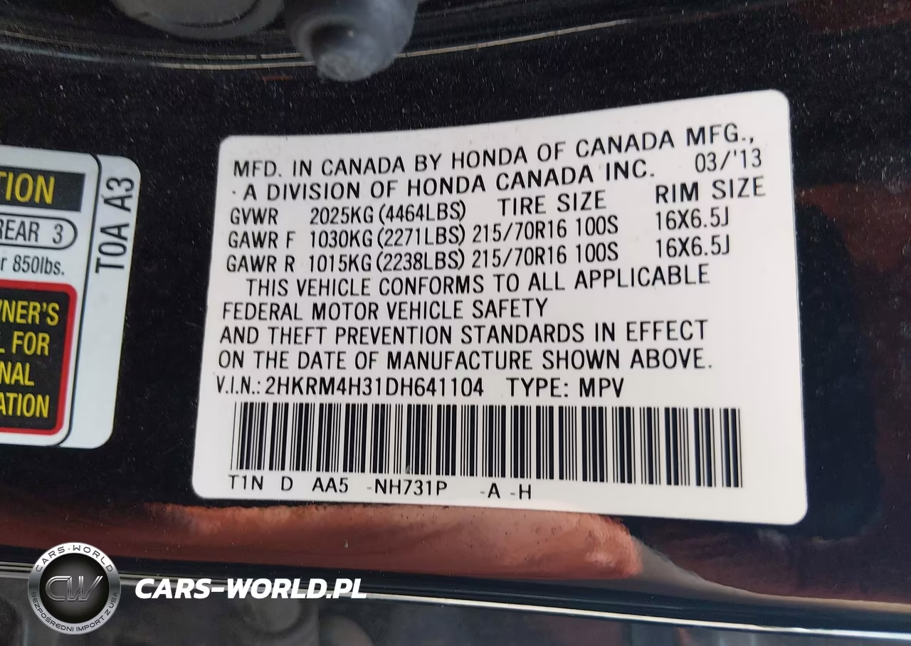 2013 Honda Cr-V Lx VIN:2HKRM4H31DH641104 - 9
