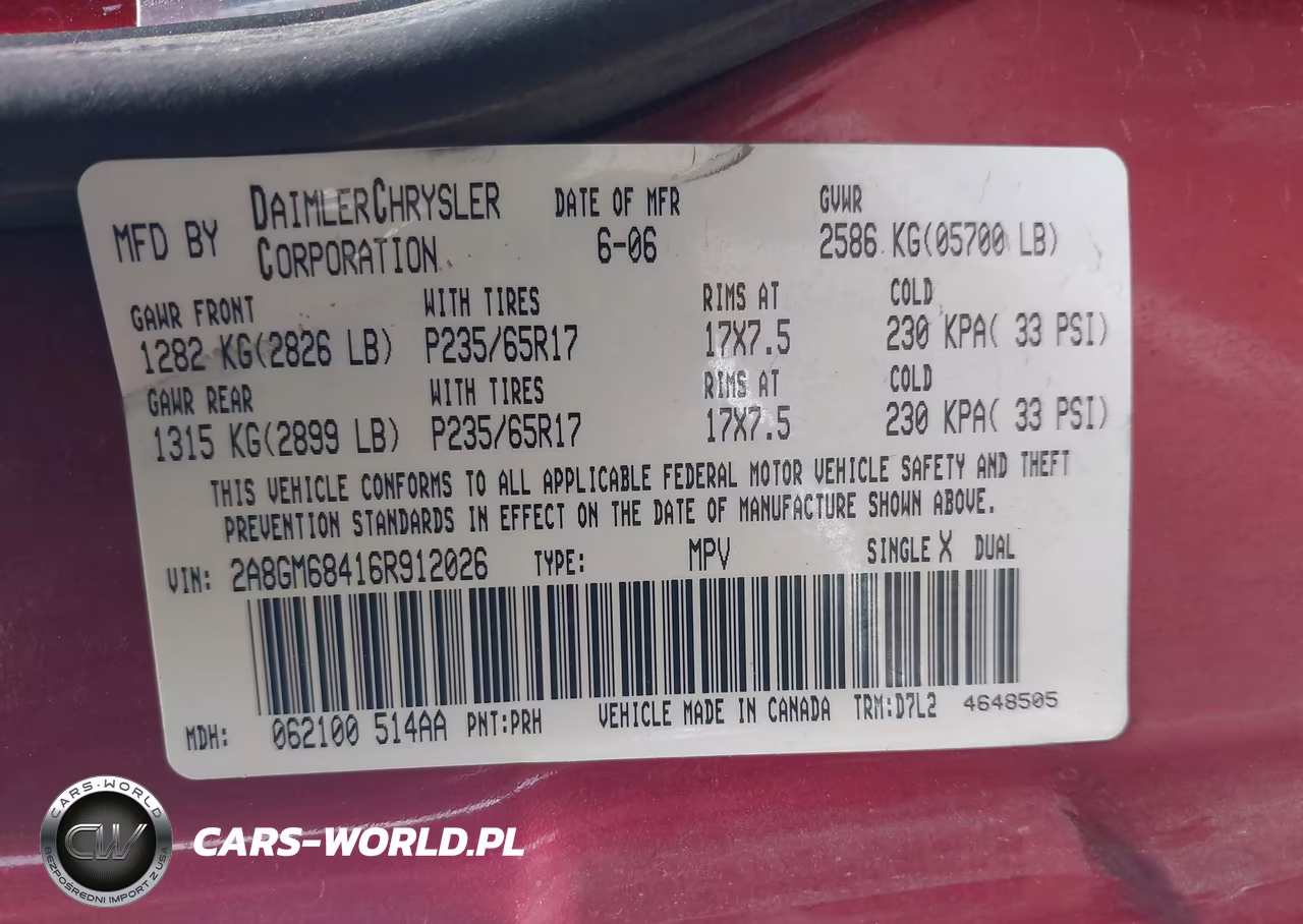 2006 Chrysler Pacifica Touring VIN:2A8GM68416R912026 - 9