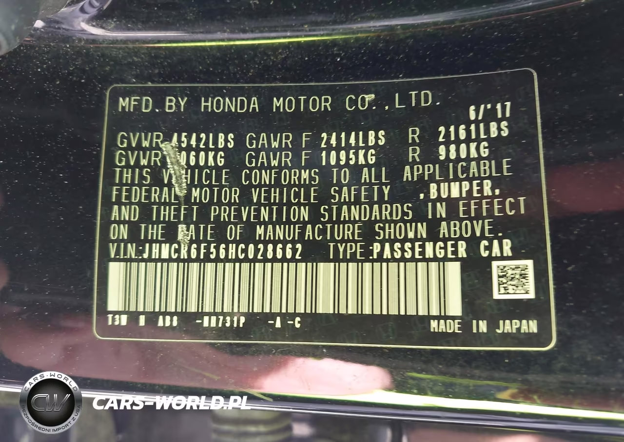 2017 Honda Accord Hybrid Ex-L VIN:JHMCR6F56HC028662 - 9