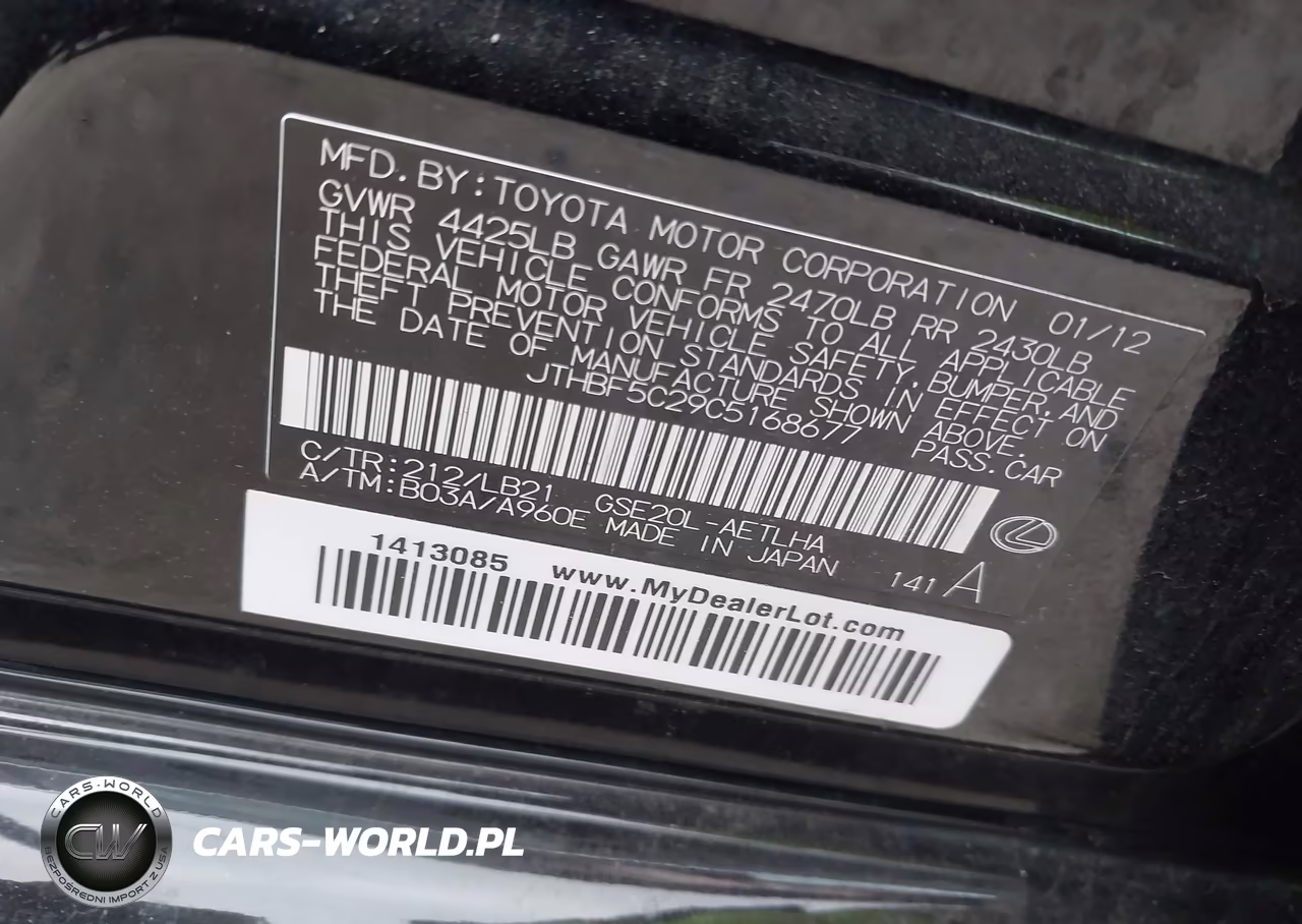 2012 Lexus Is 250 VIN:JTHBF5C29C5168677 - 9