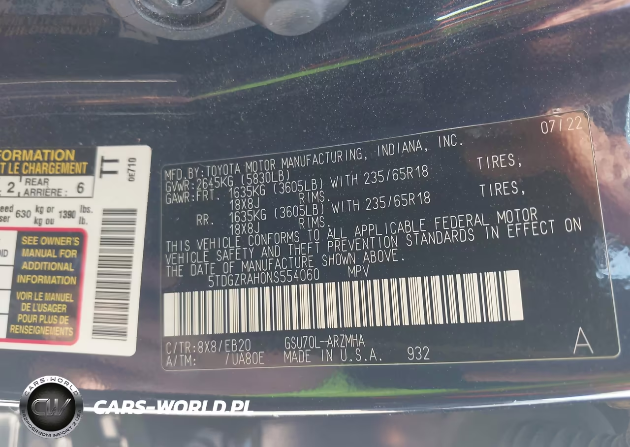 2022 Toyota Highlander Xle VIN:5TDGZRAH0NS554060 - 9