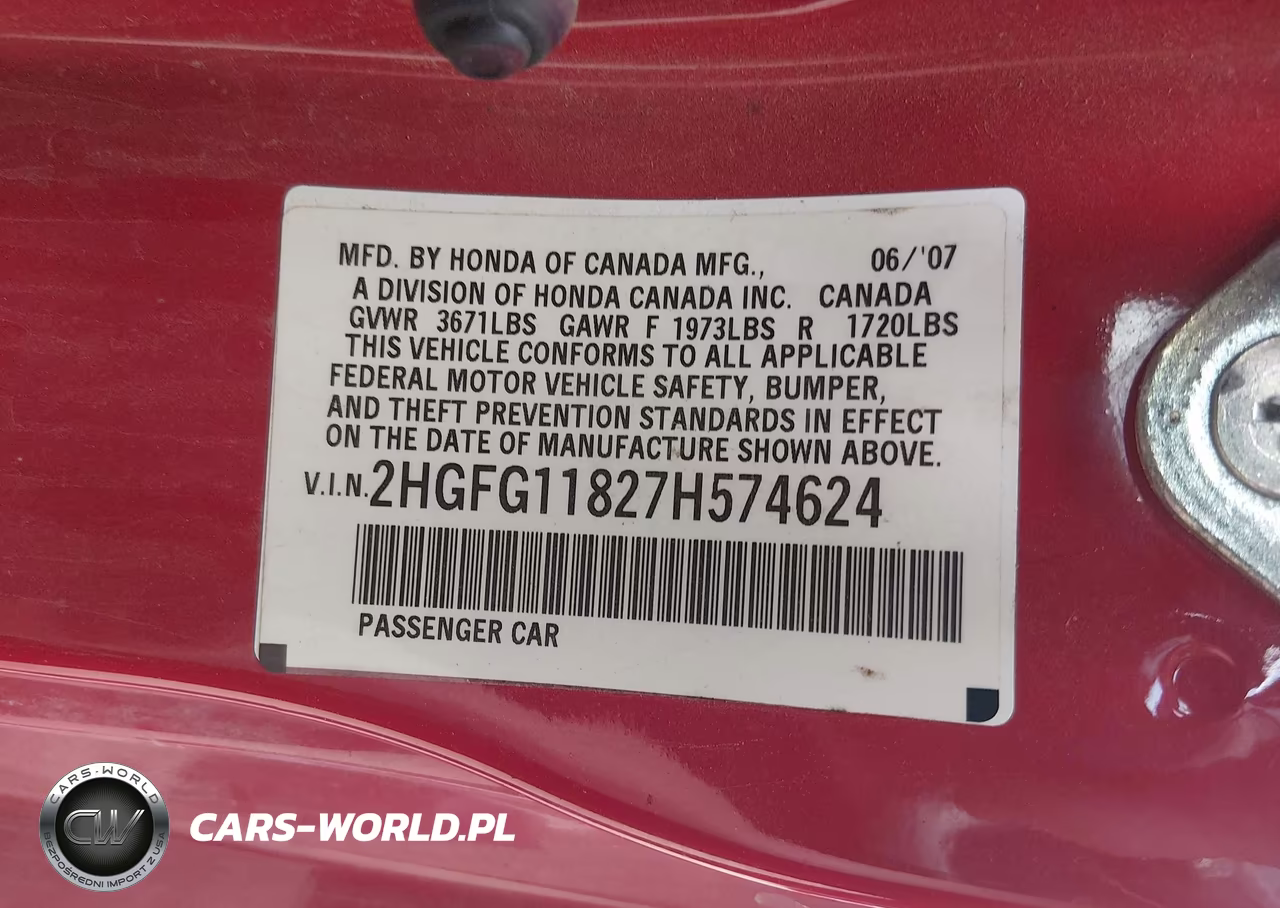 2007 Honda Civic Ex VIN:2HGFG11827H574624 - 9