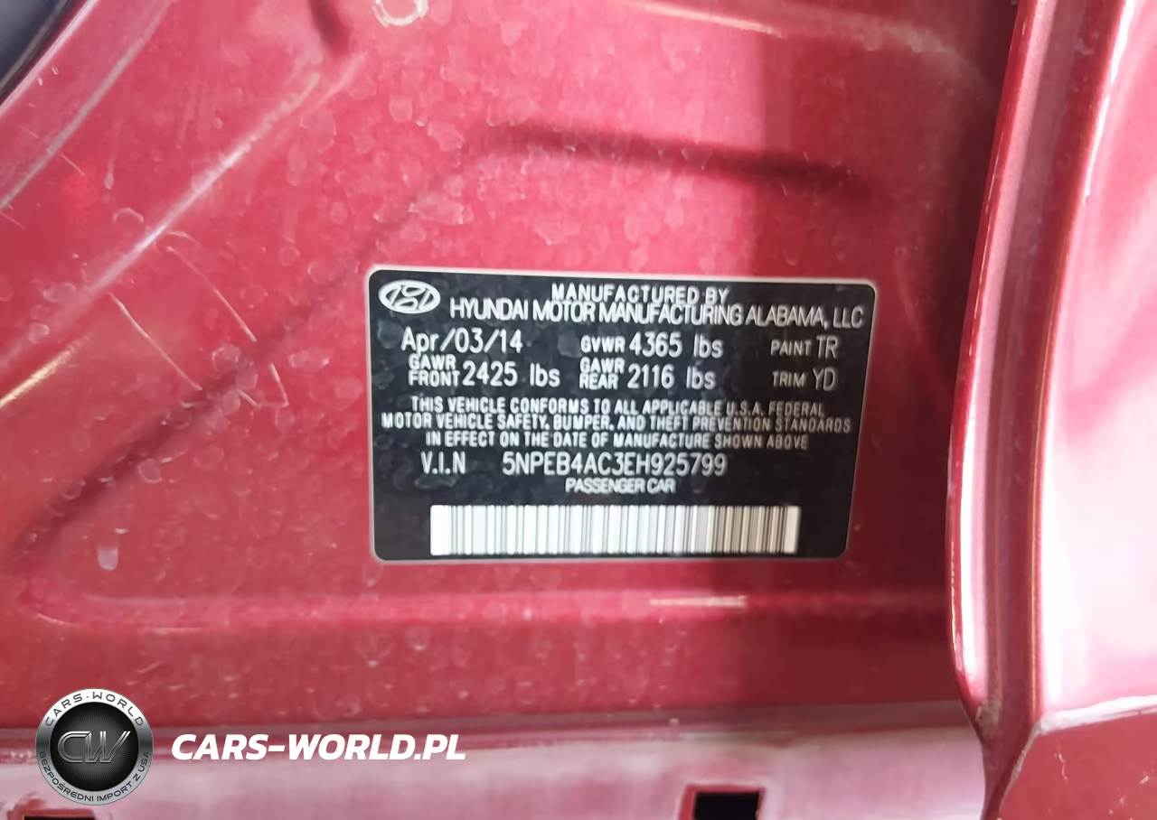 2014 Hyundai Sonata Gls VIN:5NPEB4AC3EH925799 - 9