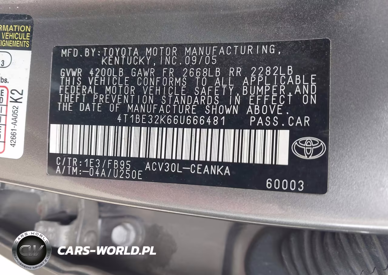 2006 Toyota Camry Le VIN:4T1BE32K66U666481 - 9