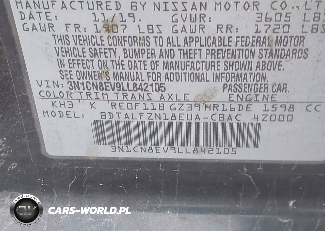 2020 Nissan Versa Sv Xtronic Cvt VIN:3N1CN8EV9LL842105 - 9
