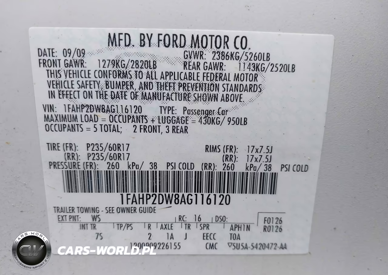 2010 Ford Taurus Se VIN:1FAHP2DW8AG116120 - 9