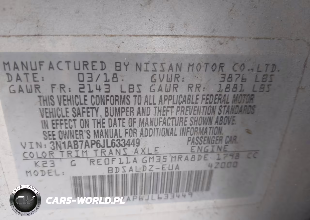 2018 Nissan Sentra Sv VIN:3N1AB7AP6JL633449 - 9