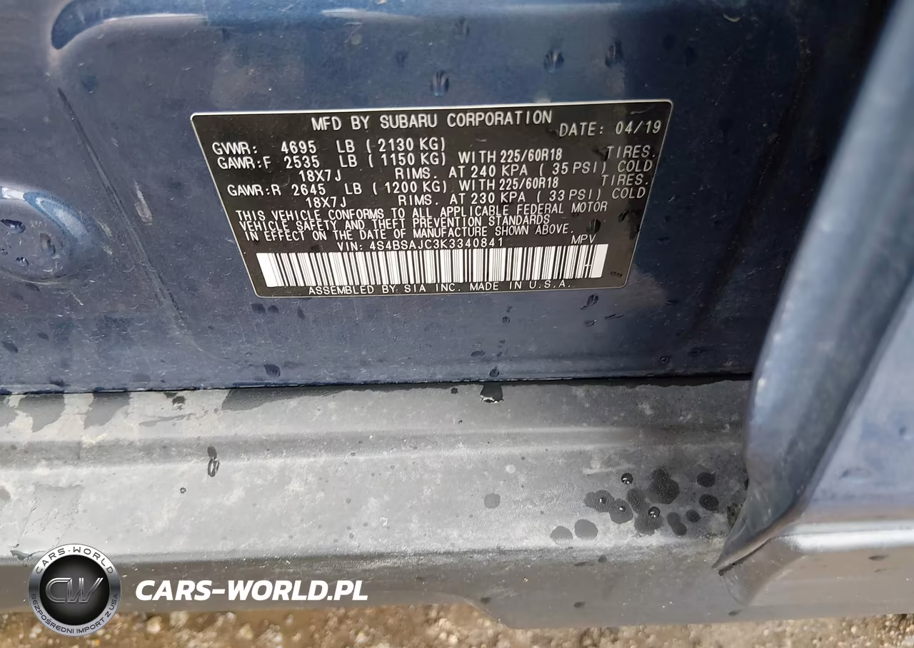 2019 Subaru Outback 2.5I Limited VIN:4S4BSAJC3K3340841 - 9