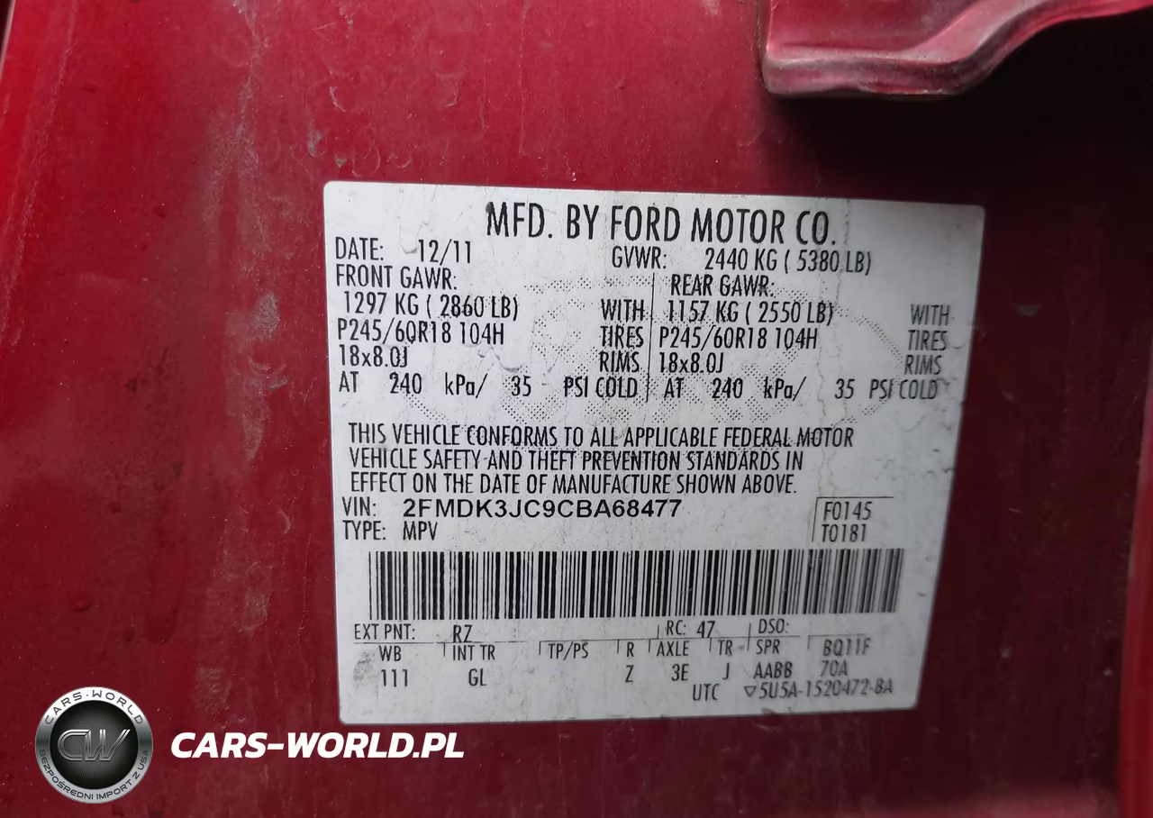 2012 Ford Edge Sel VIN:2FMDK3JC9CBA68477 - 9