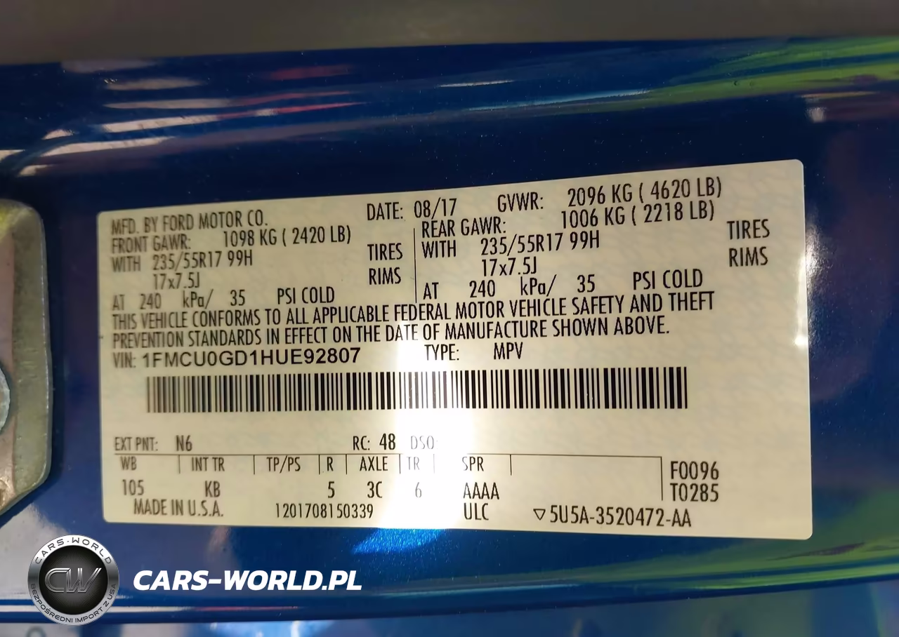 2017 Ford Escape Se VIN:1FMCU0GD1HUE92807 - 9