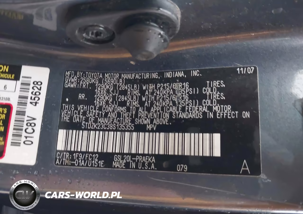 2008 Toyota Sienna Le VIN:5TDZK23C38S135355 - 9