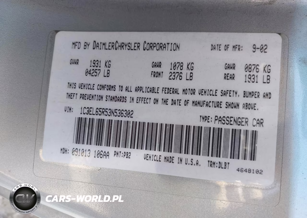 2003 Chrysler Sebring Limited VIN:1C3EL65R53N536302 - 9