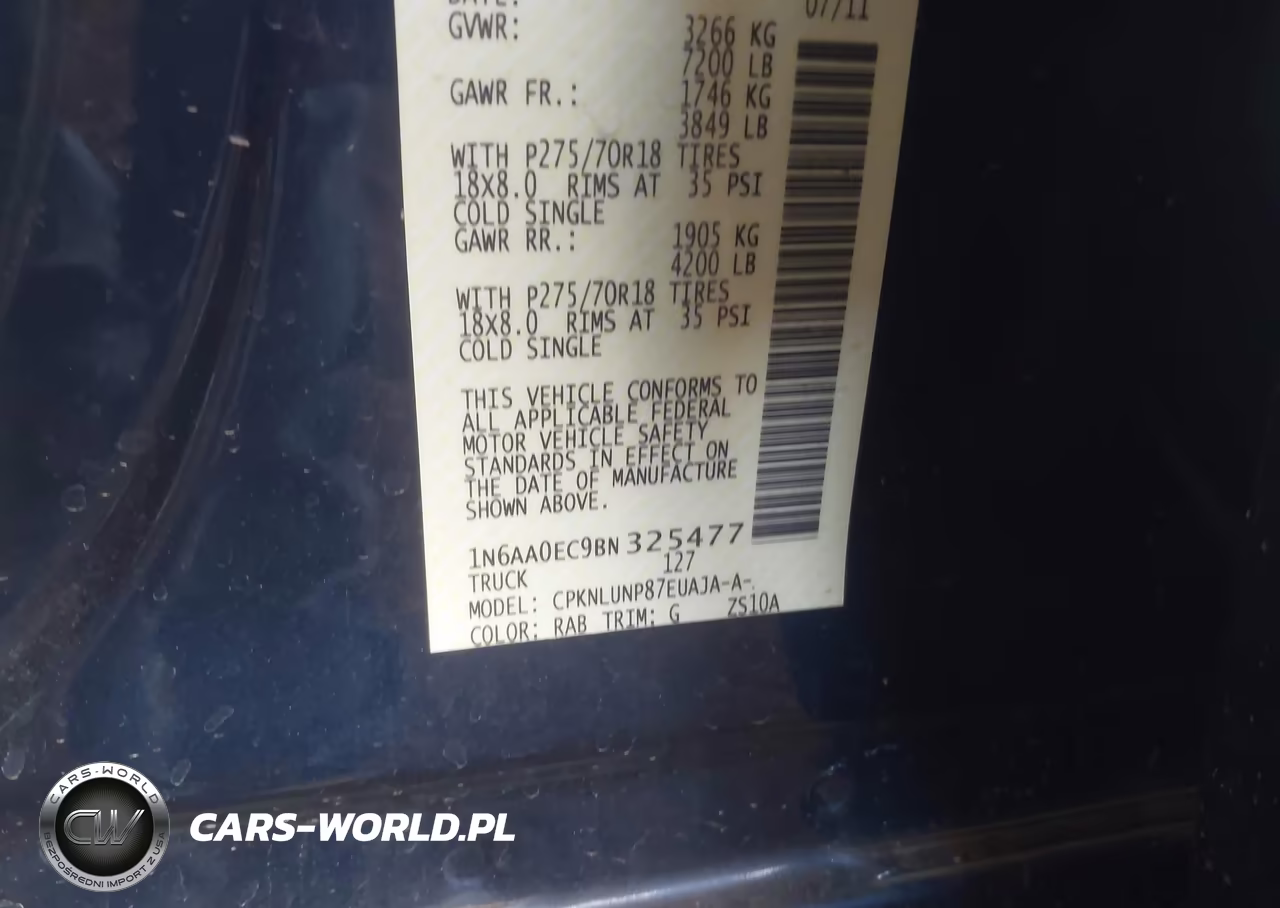2011 Nissan Titan Pro-4X VIN:1N6AA0EC9BN325477 - 9